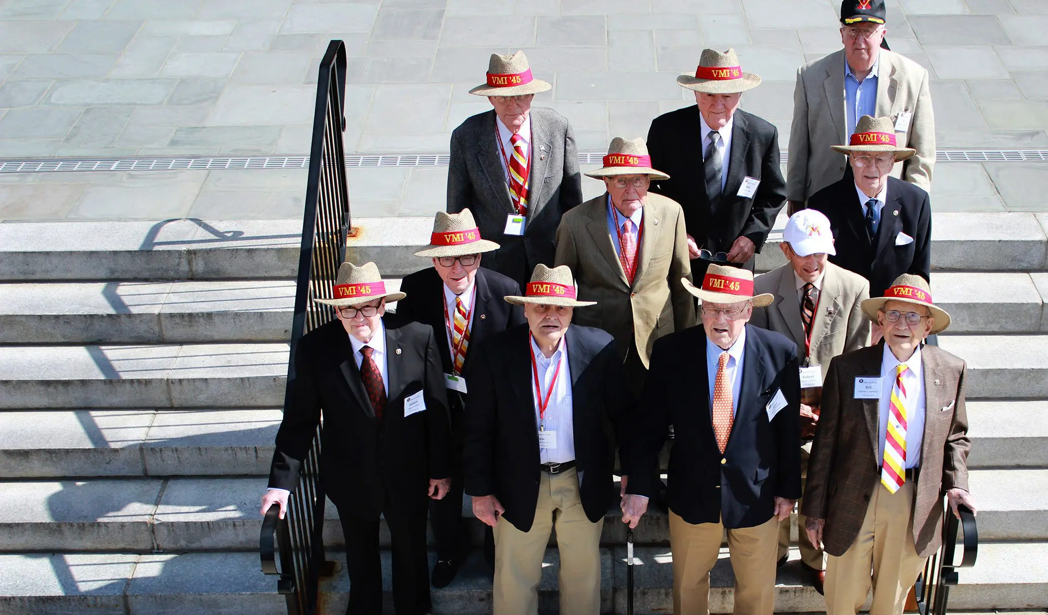 class of 1945 standing on stairs