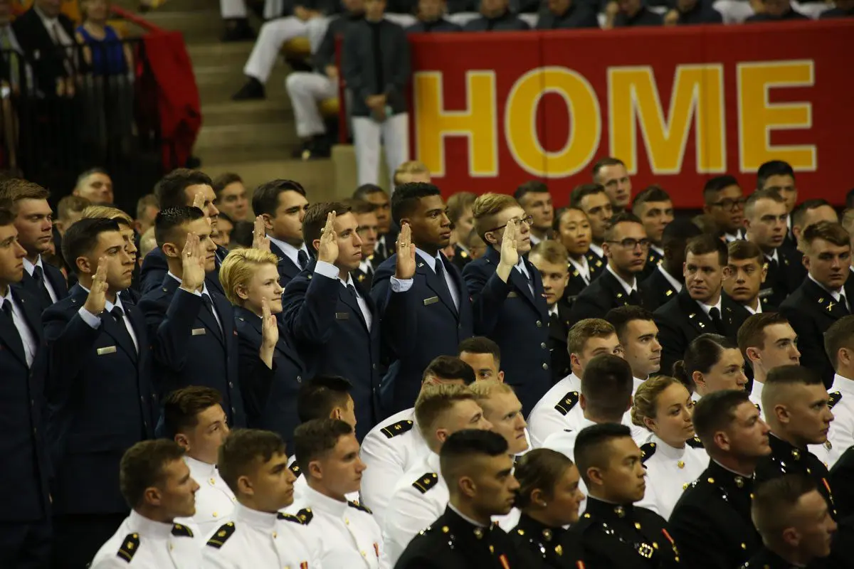 AROTC cadets at joint commissioning ceremony
