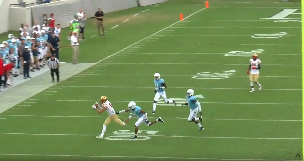 action shot of VMI vs. Citadel football game
