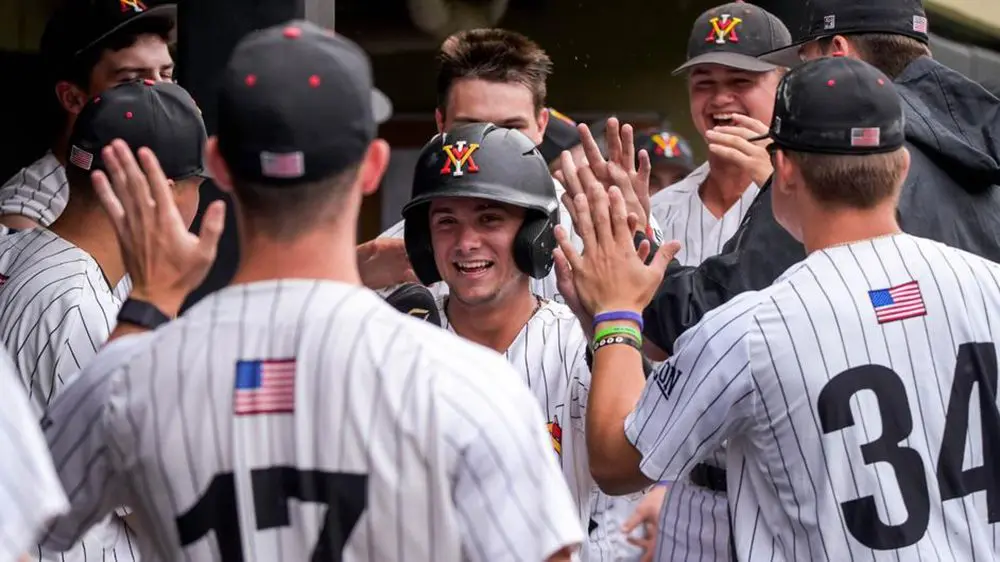 baseball players high-fiving