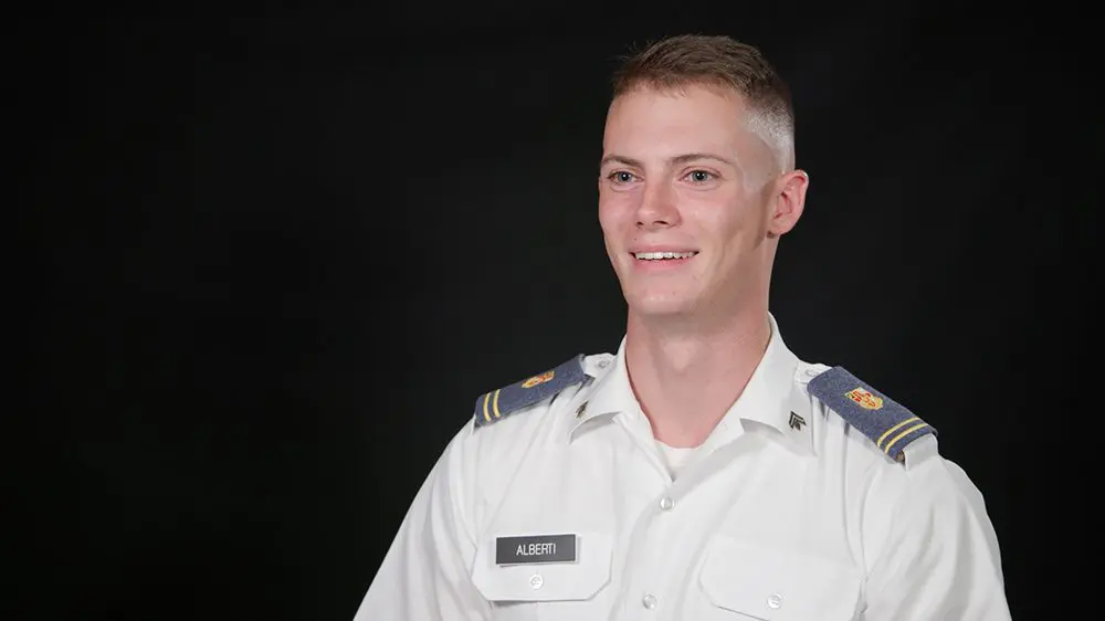 Cadet Elijah Alberti smiling