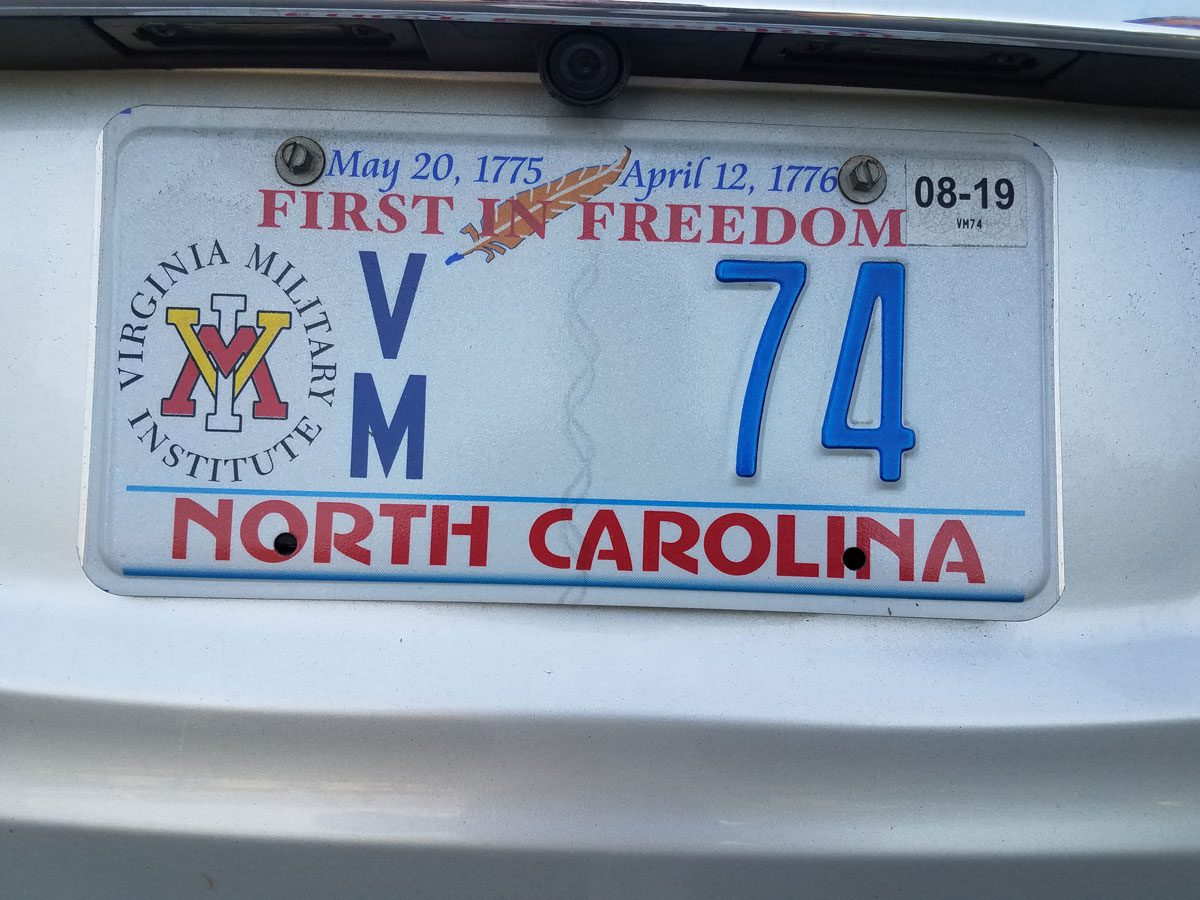 NC vmi License plate