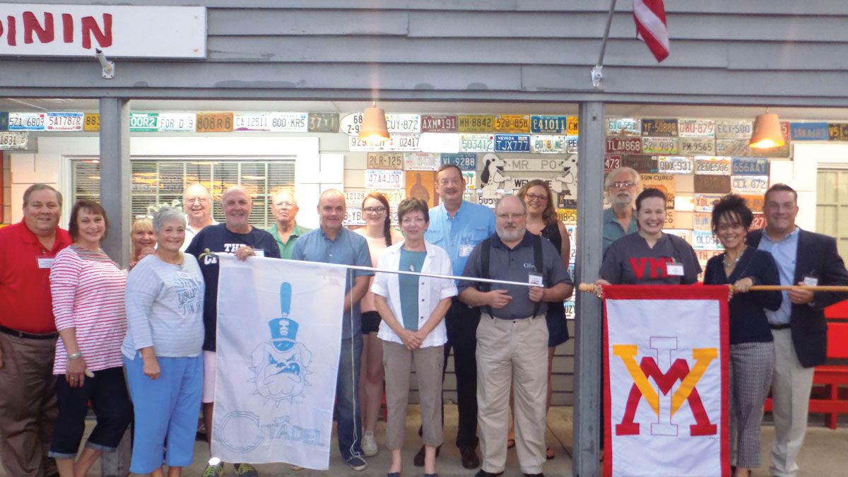 Panama City and Tallahassee chapter standing with vmi flags