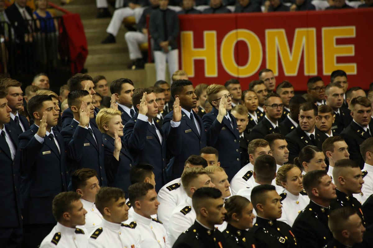 AROTC cadets at joint commissioning ceremony