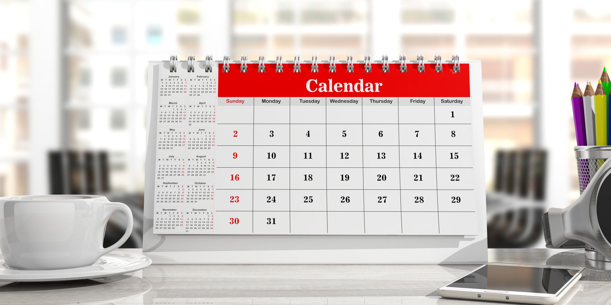 calendar on desk
