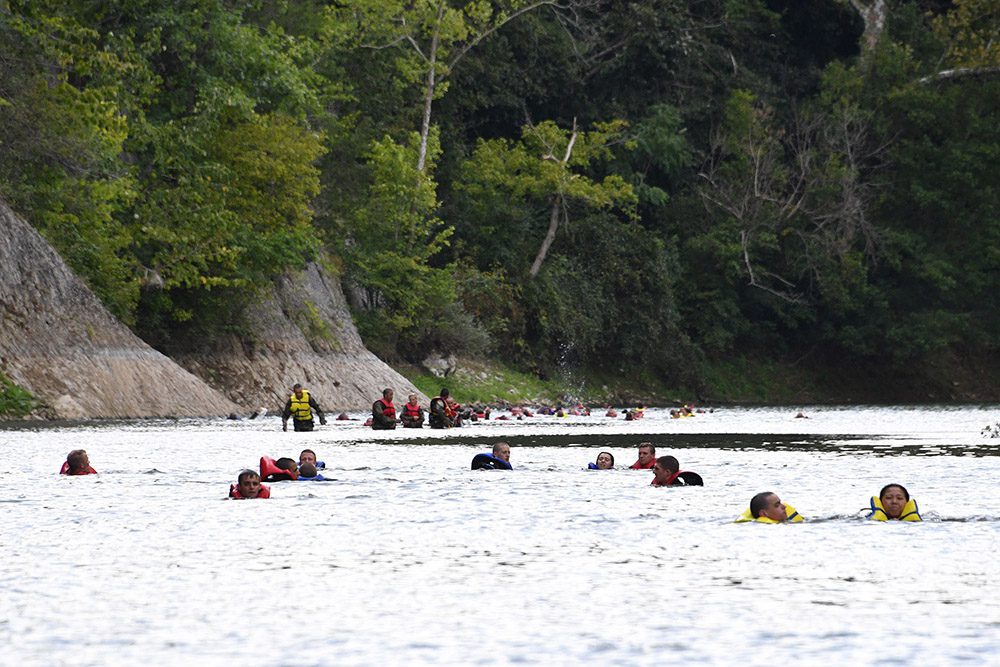 cadets wearing life jackets in the Maury River