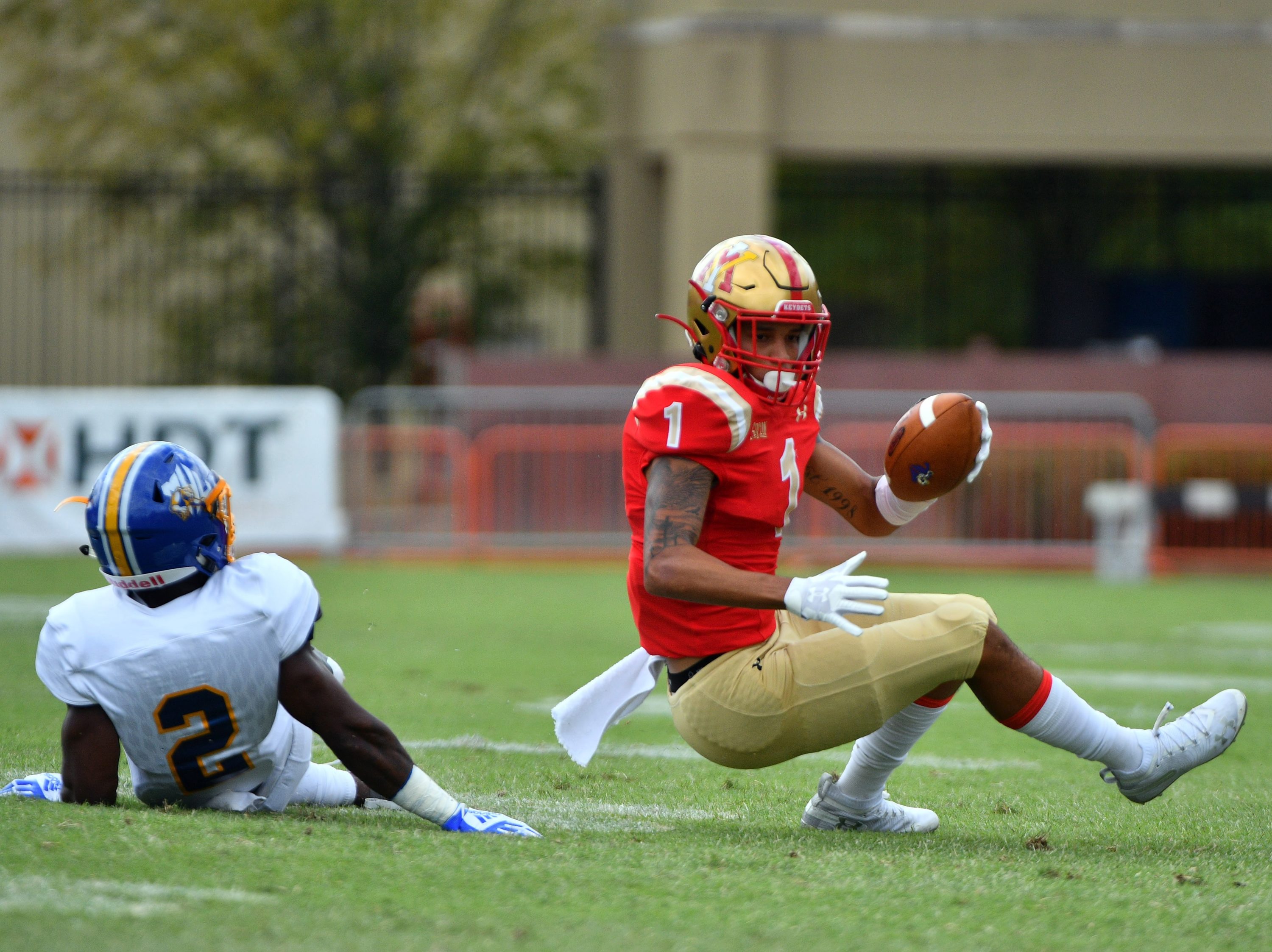 football players mid-game