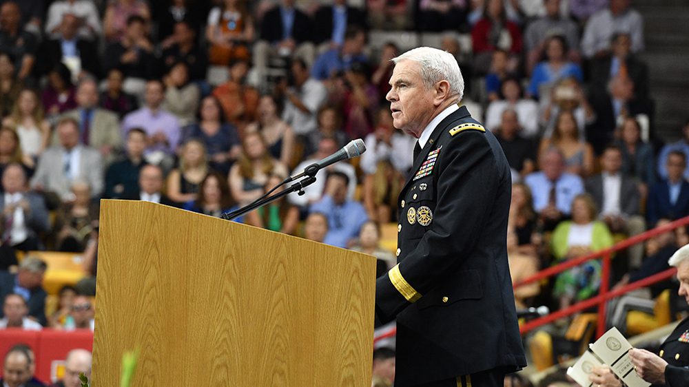 Gen. Peay addressing crowd from podium