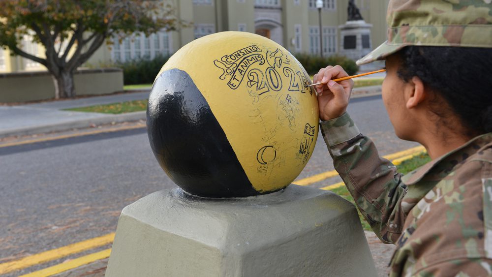 cadet painting class year 2021 on cannon ball for Ring Figure