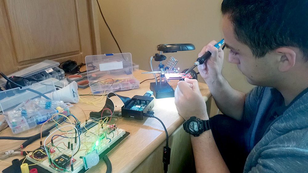 cadet conducting electrical engineering project