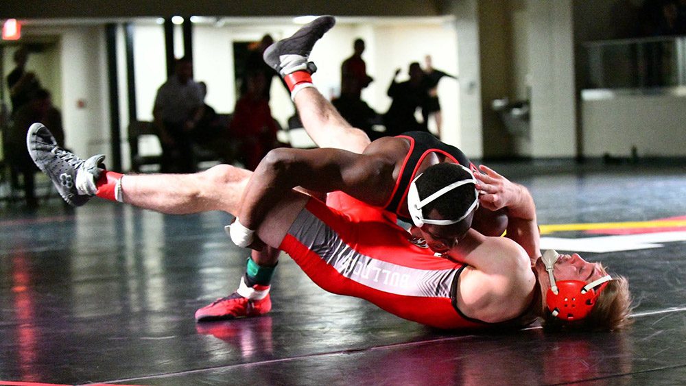 wrestlers mid-match