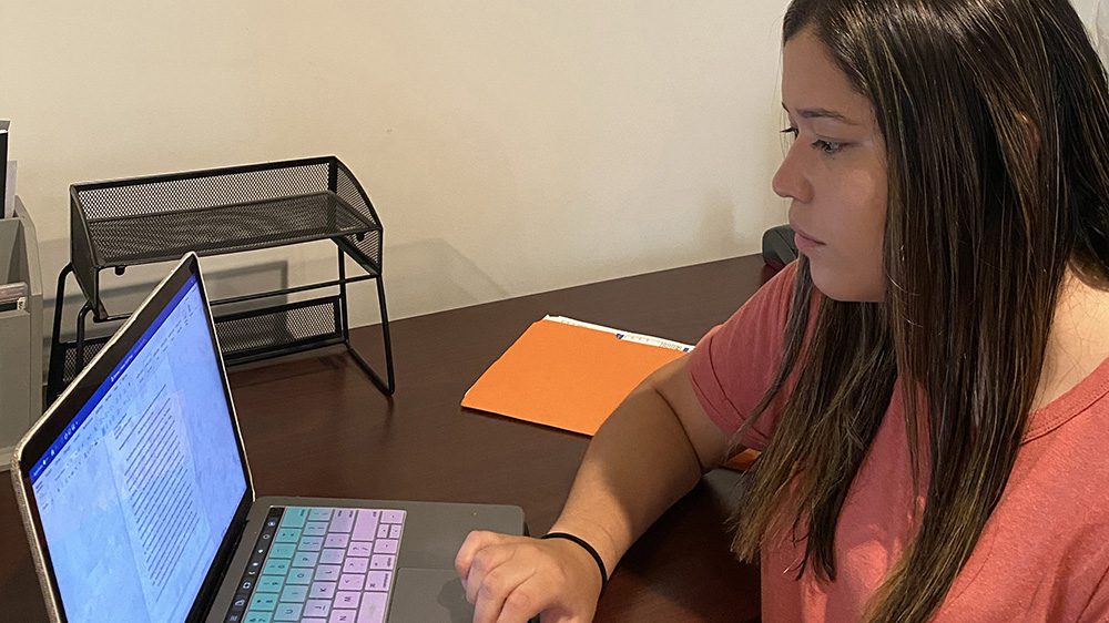 woman working on laptop