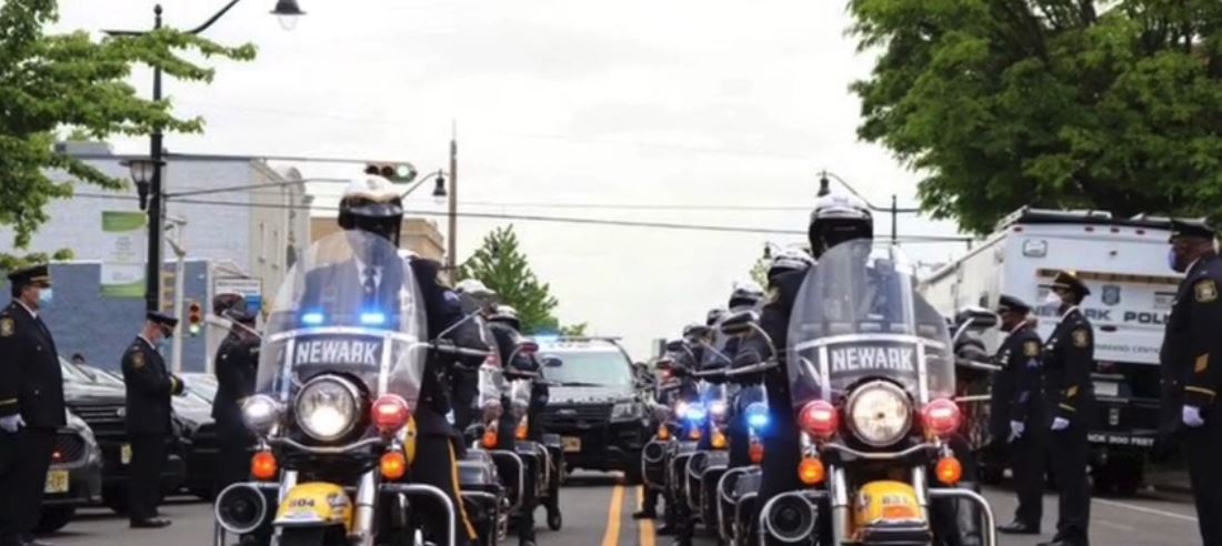 motorcade lined up on street