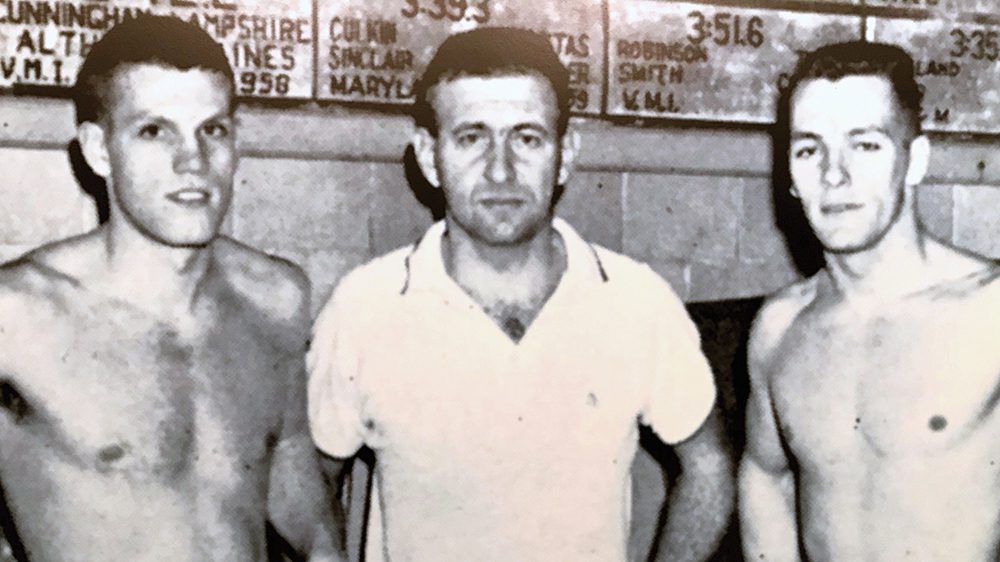 black and white photo of three men