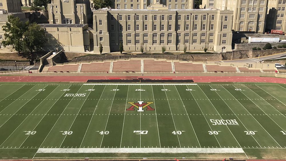 aerial shot of football field