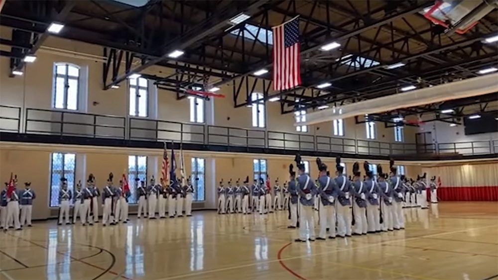 Corps of Cadets gathered in Cocke Hall