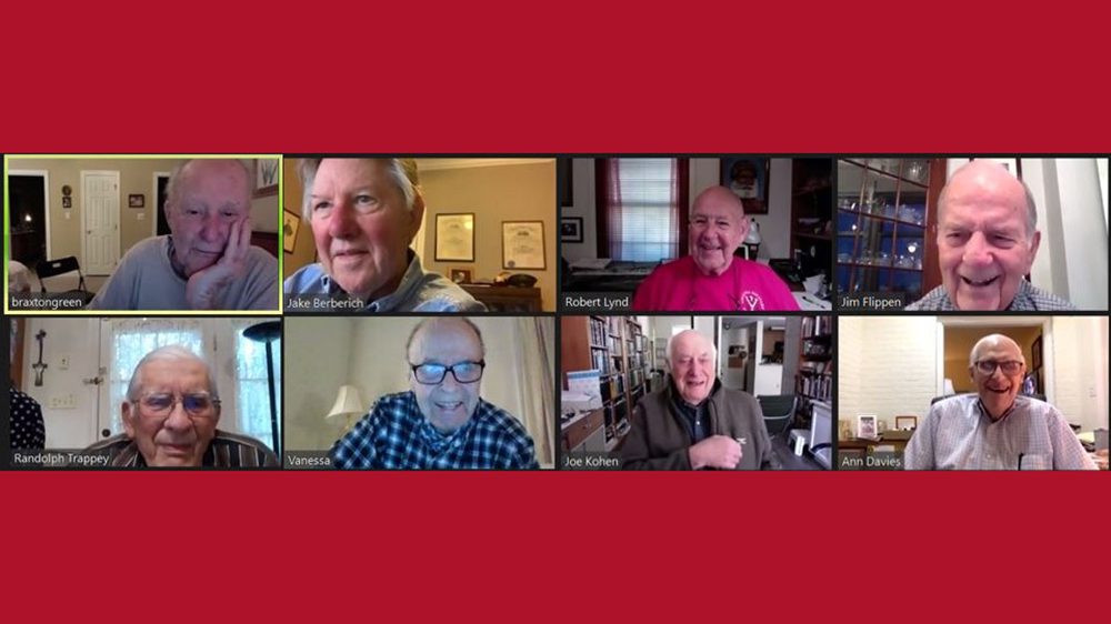 screenshot of alumni on a Zoom call