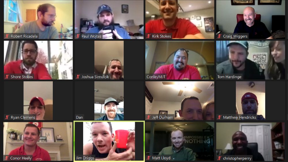 Screenshot of alumni on a Zoom call