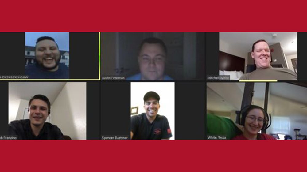 screenshot of six alumni on Zoom call