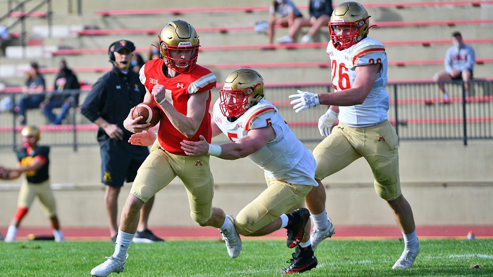 Football players practicing