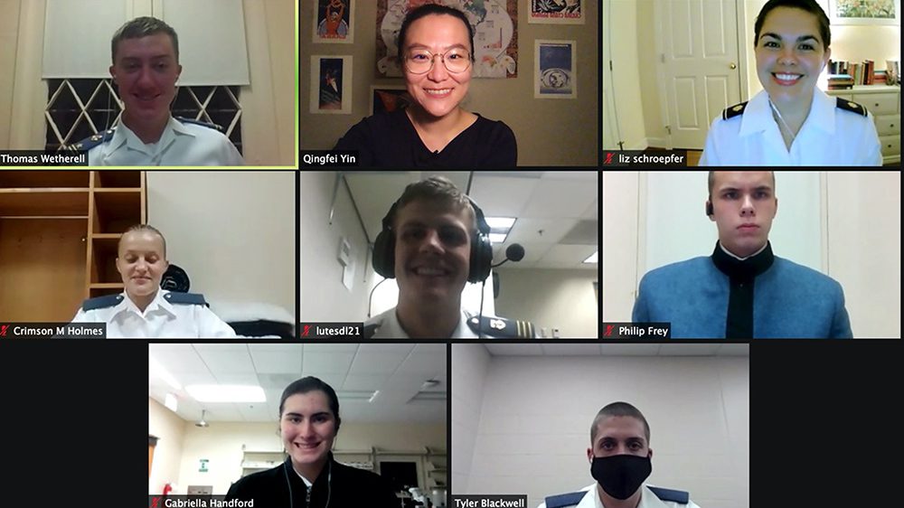 screenshot of cadets on a Zoom call