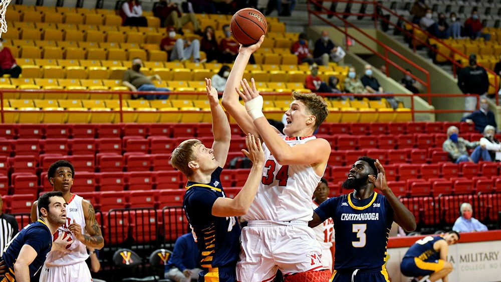 Jake Stephens shooting a basketball