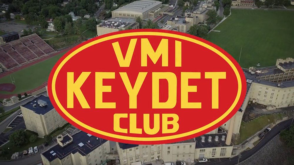 Keydet Club logo over aerial shot of post