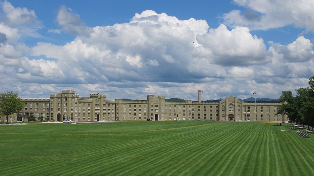 wide-shot of barracks