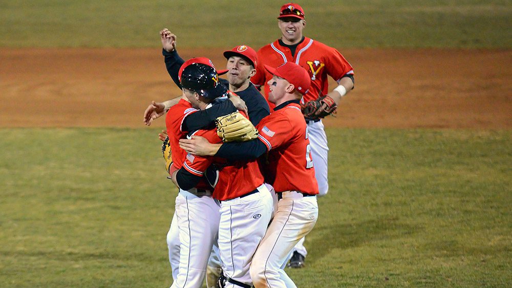 baseball players hugging