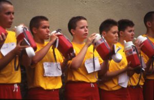 Rats drinking from water bottles on Matriculation Day