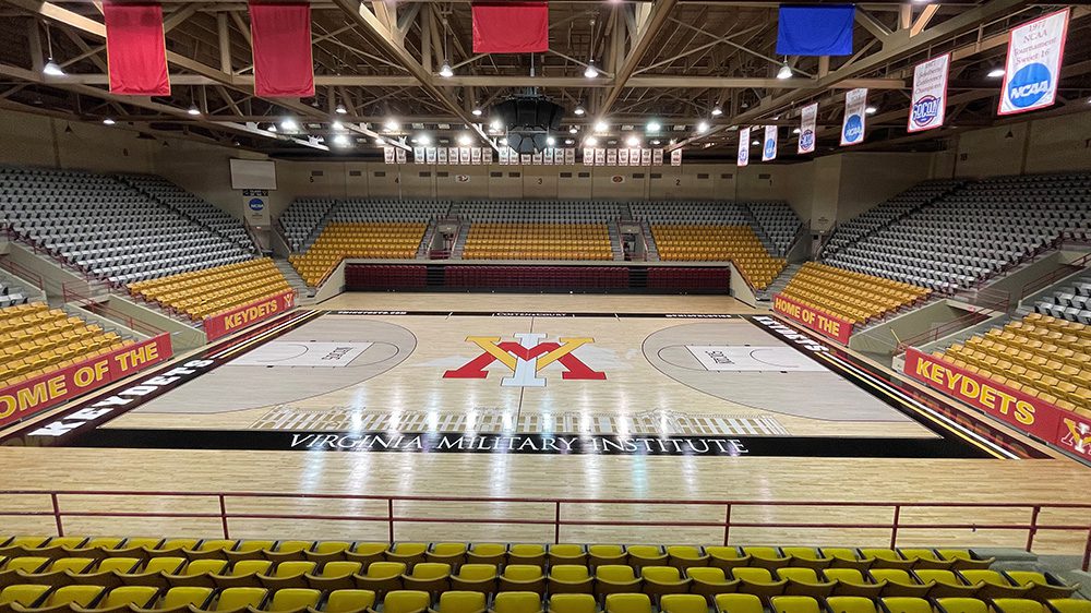 basketball court in Cameron Hall with new design