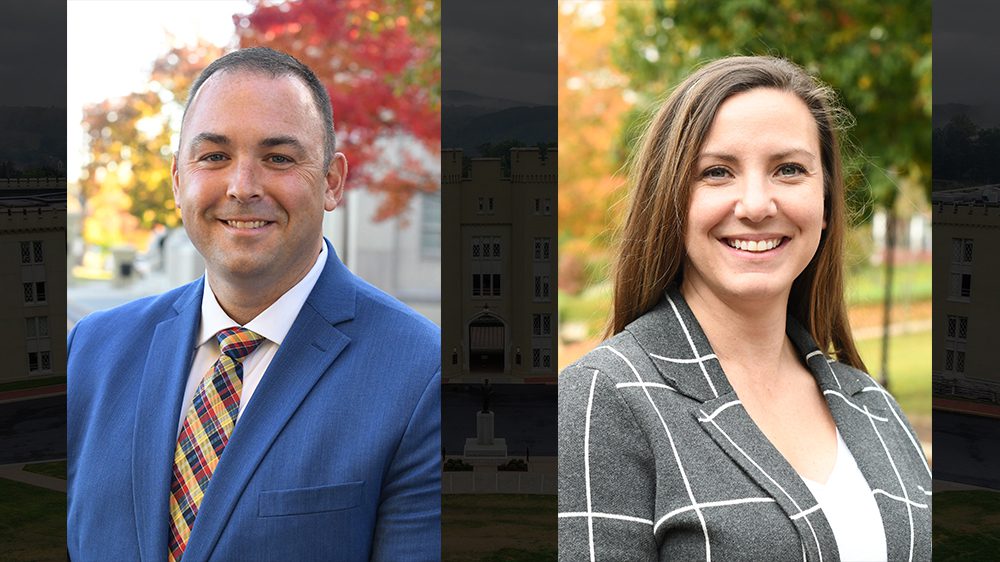 headshots of Lt. Col. Joseph Hagy (left) and Lt. Col. Shannon Eskam (right).