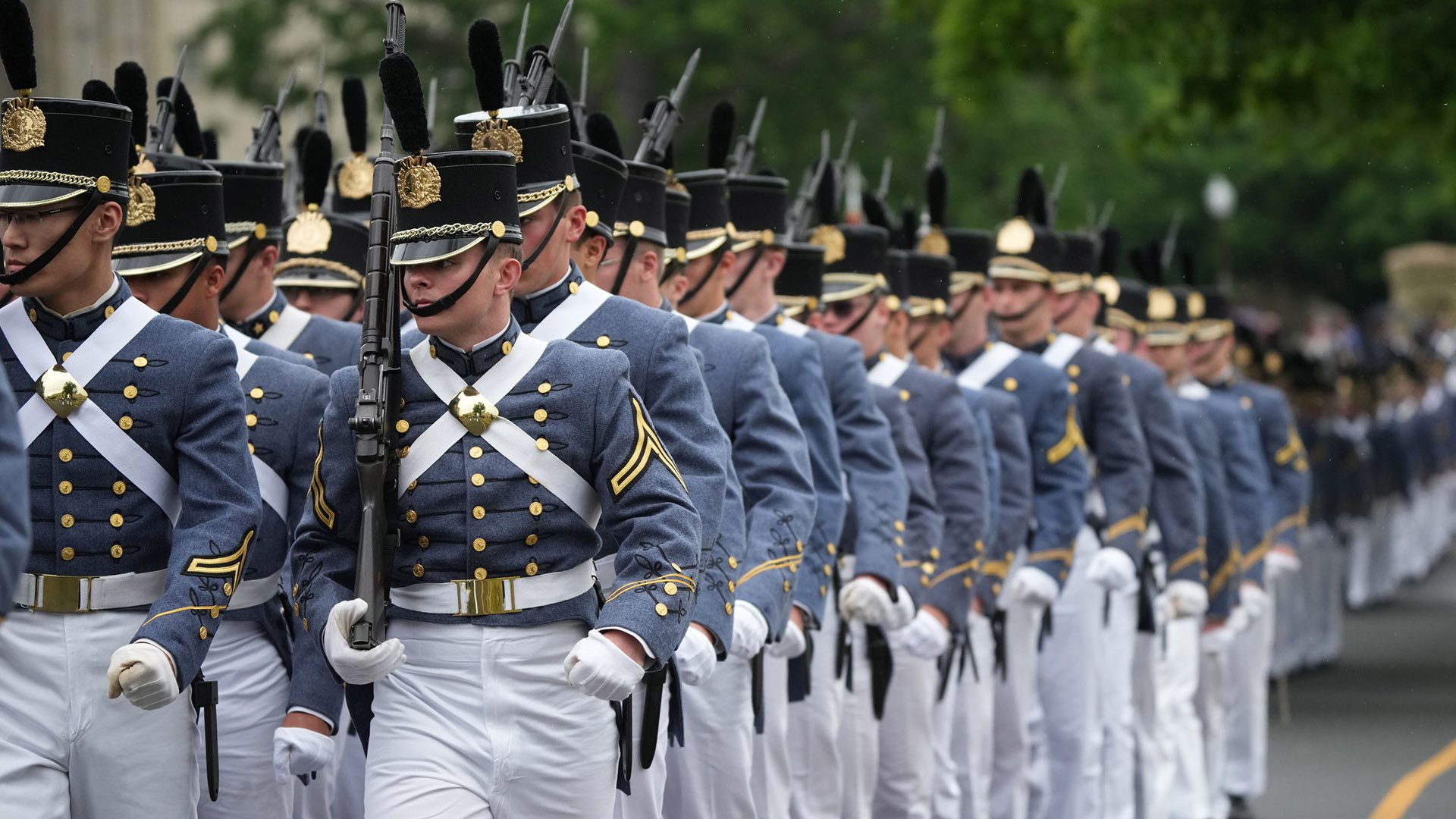 Cadets marching in memorial parade