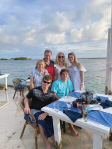 The Waltzes with their children in Aruba.