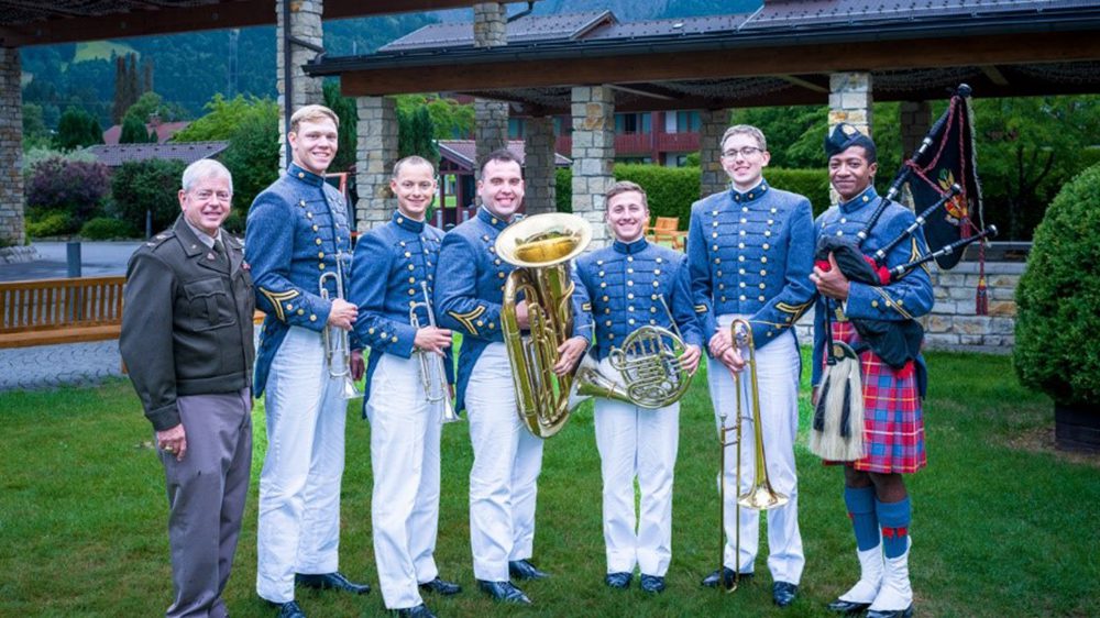 Members of the Institute Brass gather for a photo during their trip to Munich, Germany, in July.