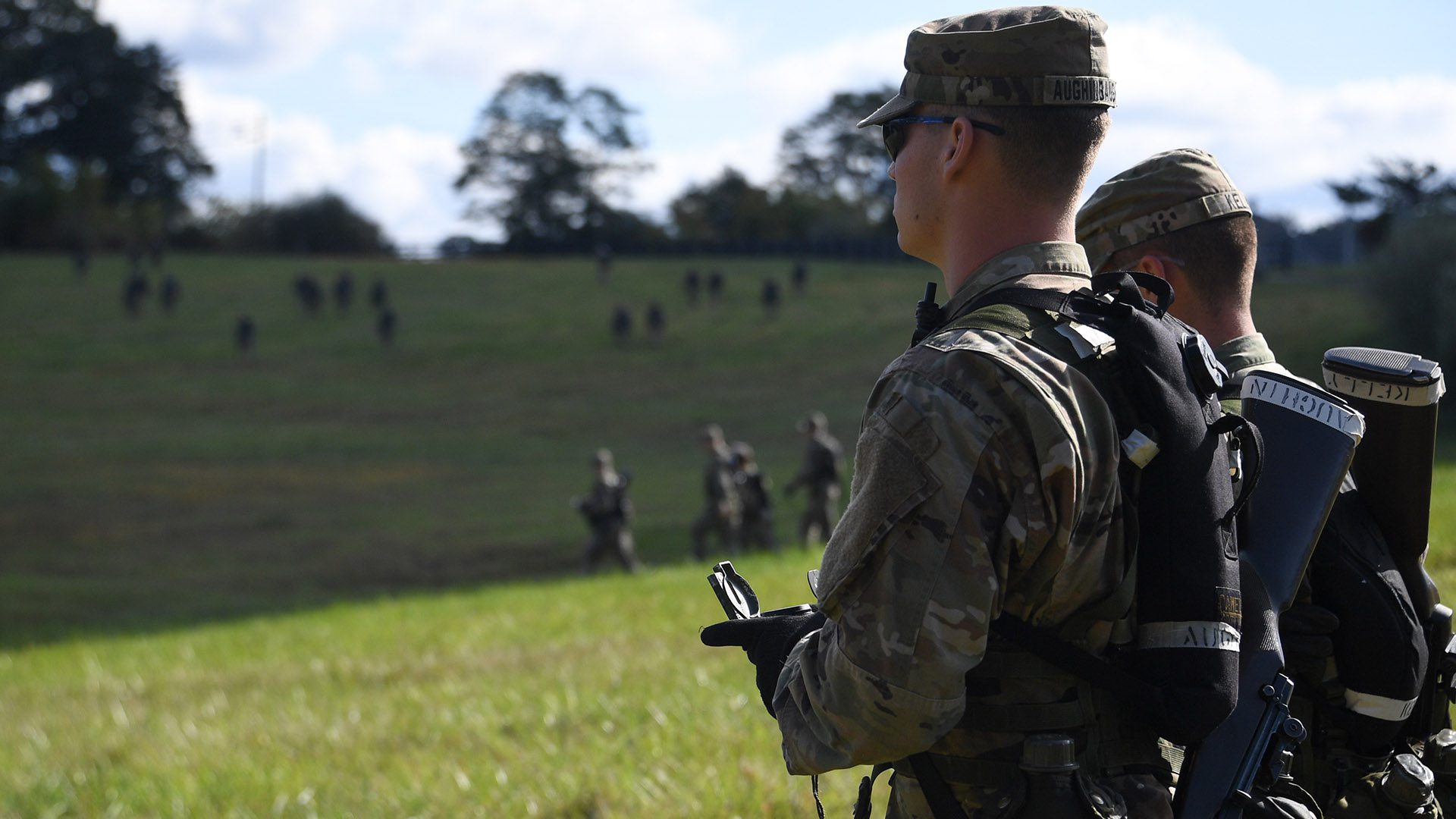 Cadets overlooking a field during Fall FTX