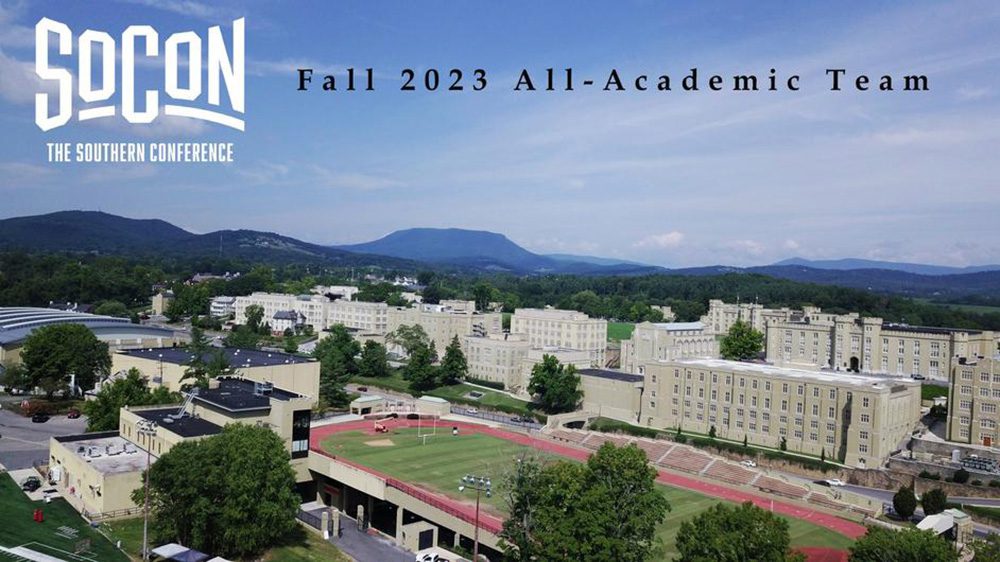 aerial view of football field and academic row