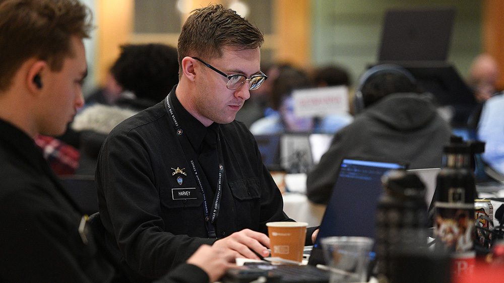 cadet working on laptop