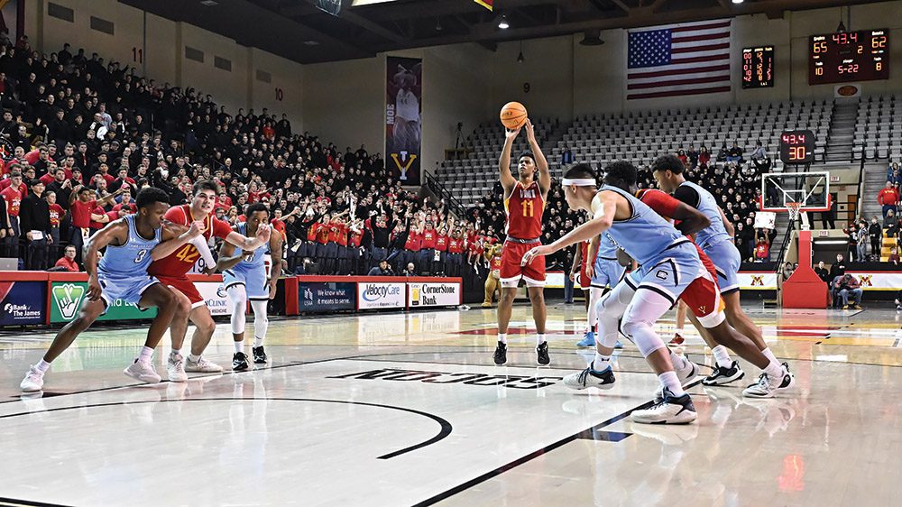 Keydet basketball about to shoot a basket