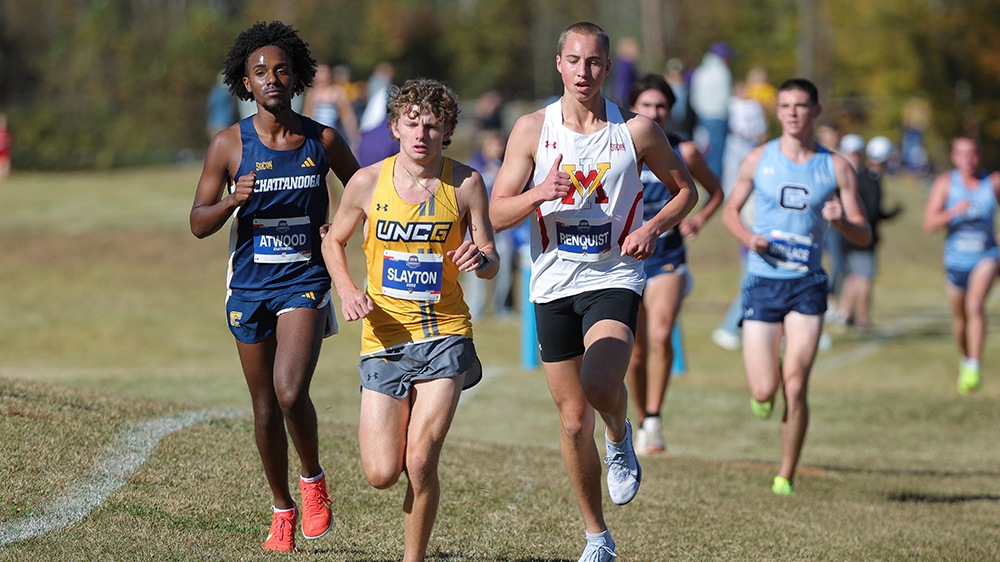male cross country athletes running